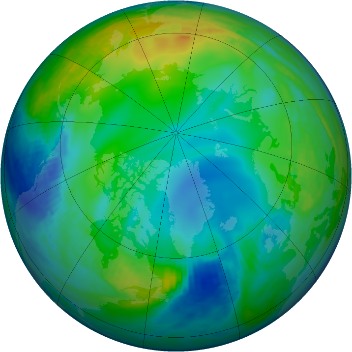 Arctic ozone map for 05 December 1991